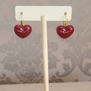 Simple Red Heart Earrings